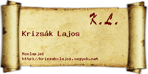 Krizsák Lajos névjegykártya