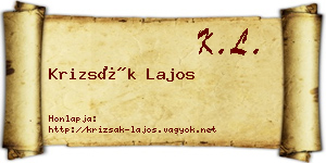 Krizsák Lajos névjegykártya